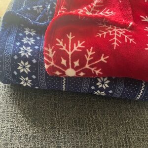1 Red and 1 Blue Snowflake Blankets
